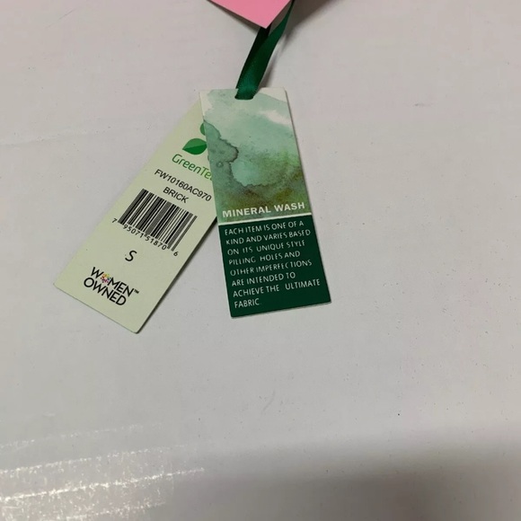 NWT Green Tea Womens Mineral Wash Lace Up Hooded Jacket Pink/Brick Small - Picture 6 of 6